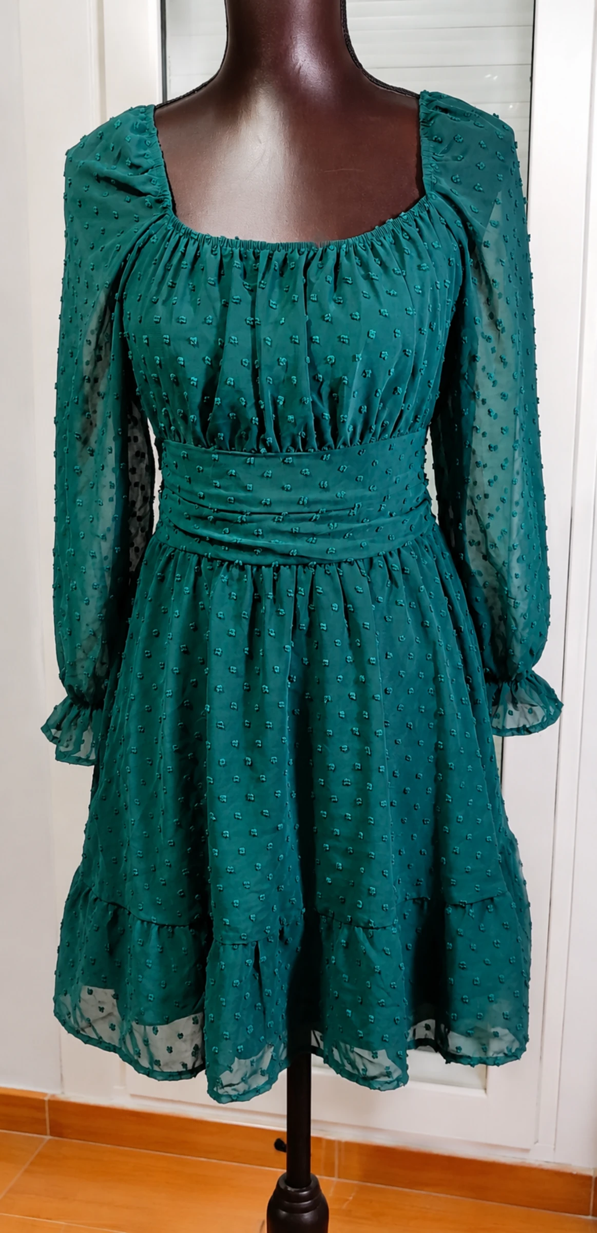 Emerald Green Boho Chic Dress | Open Back | Size M | Beautiful – photo 4